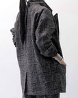 【NOSTRASANTISSIMA】 UNISEX OVERSIZED TWEED DOUBLE BUTTON JACKET J116_TWEED BLACK