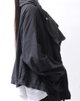 【RUNDHOLZ】 UNISEX DOUBLE LAYERED RELAX FIT ZIP-UP HOODIE_BLACK