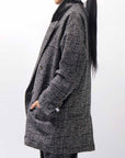 【NOSTRASANTISSIMA】 UNISEX OVERSIZED TWEED DOUBLE BUTTON JACKET J116_TWEED BLACK