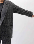 【NOSTRASANTISSIMA】 UNISEX OVERSIZED TWEED DOUBLE BUTTON JACKET J116_TWEED BLACK