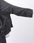 【RUNDHOLZ】 UNISEX DOUBLE LAYERED RELAX FIT ZIP-UP HOODIE_BLACK