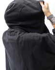 【RUNDHOLZ】 UNISEX DOUBLE LAYERED RELAX FIT ZIP-UP HOODIE_BLACK