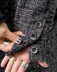 【NOSTRASANTISSIMA】 UNISEX OVERSIZED TWEED DOUBLE BUTTON JACKET J116_TWEED BLACK