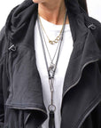 【RUNDHOLZ】 UNISEX DOUBLE LAYERED RELAX FIT ZIP-UP HOODIE_BLACK