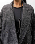 【NOSTRASANTISSIMA】 UNISEX OVERSIZED TWEED DOUBLE BUTTON JACKET J116_TWEED BLACK