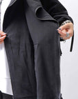 【RUNDHOLZ】 UNISEX DOUBLE LAYERED RELAX FIT ZIP-UP HOODIE_BLACK