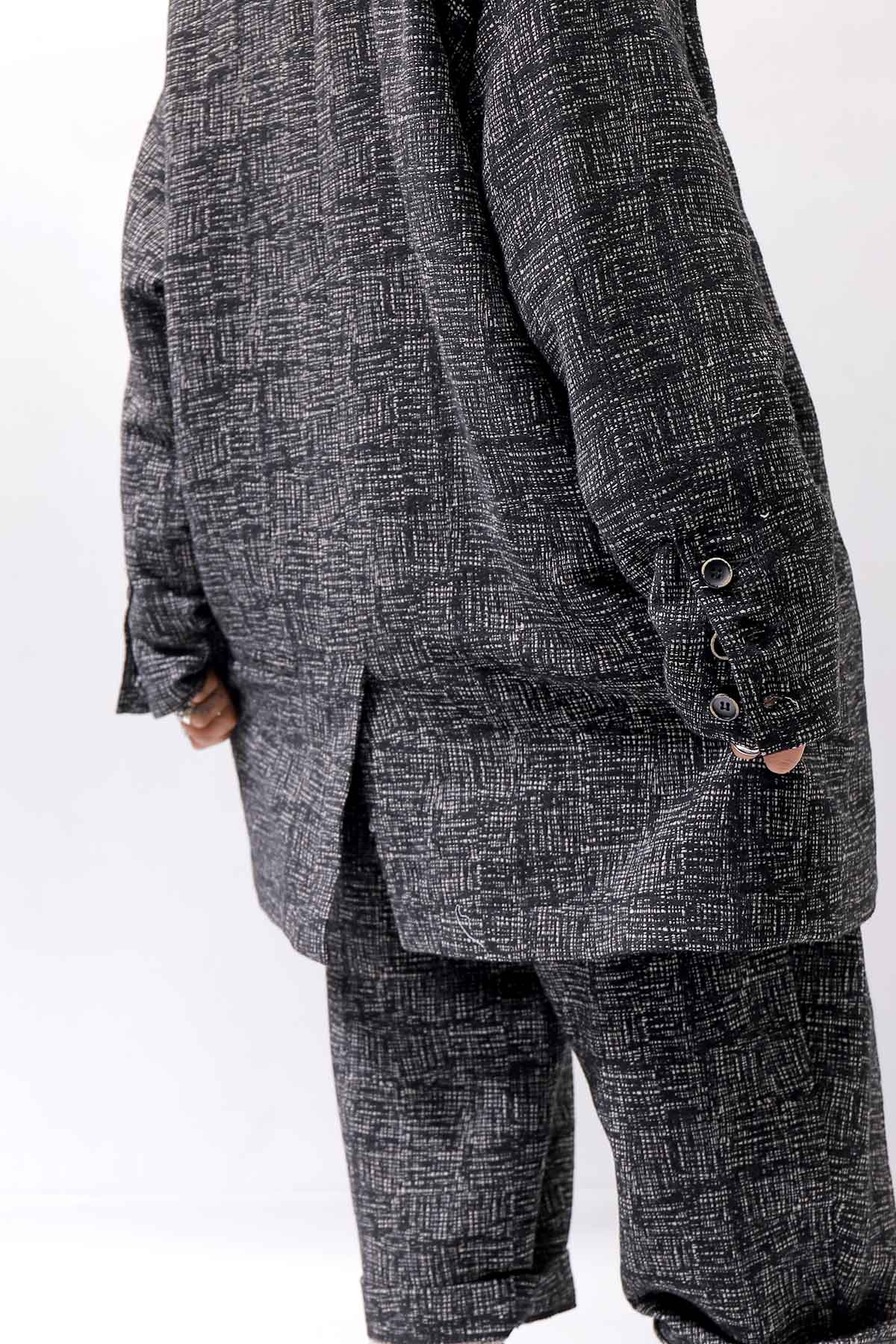 【NOSTRASANTISSIMA】 UNISEX OVERSIZED TWEED DOUBLE BUTTON JACKET J116_TWEED BLACK