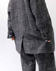 【NOSTRASANTISSIMA】 UNISEX OVERSIZED TWEED DOUBLE BUTTON JACKET J116_TWEED BLACK