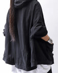 【RUNDHOLZ】 UNISEX DOUBLE LAYERED RELAX FIT ZIP-UP HOODIE_BLACK