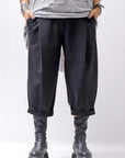 【NOSTRASANTISSIMA】 UNISEX STRETCH FRONT TUCK PANTS P118_BLACK