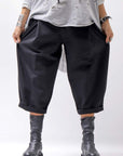 【NOSTRASANTISSIMA】 UNISEX STRETCH FRONT TUCK PANTS P118_BLACK