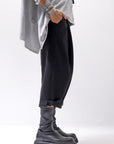 【NOSTRASANTISSIMA】 UNISEX STRETCH FRONT TUCK PANTS P118_BLACK