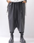 【studio b3】 UNISEX COATED LINEN＆BAMBOO BOX SARROUEL PANTS NB2123_BLACK