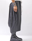 【studio b3】 UNISEX COATED LINEN＆BAMBOO BOX SARROUEL PANTS NB2123_BLACK