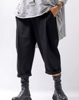 【NOSTRASANTISSIMA】 UNISEX STRETCH FRONT TUCK PANTS P118_BLACK