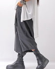 【studio b3】 UNISEX COATED LINEN＆BAMBOO BOX SARROUEL PANTS NB2123_BLACK