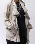 【RUNDHOLZ】 UNISEX DOUBLE LAYERED ZIP-UP HOODIE_SAND CLOUD