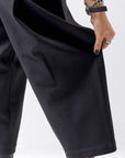 【NOSTRASANTISSIMA】 UNISEX STRETCH FRONT TUCK PANTS P118_BLACK