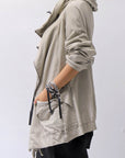 【RUNDHOLZ】 UNISEX DOUBLE LAYERED ZIP-UP HOODIE_SAND CLOUD