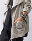 【RUNDHOLZ】 UNISEX DOUBLE LAYERED ZIP-UP HOODIE_SAND CLOUD