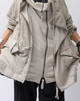 【RUNDHOLZ】 UNISEX DOUBLE LAYERED ZIP-UP HOODIE_SAND CLOUD