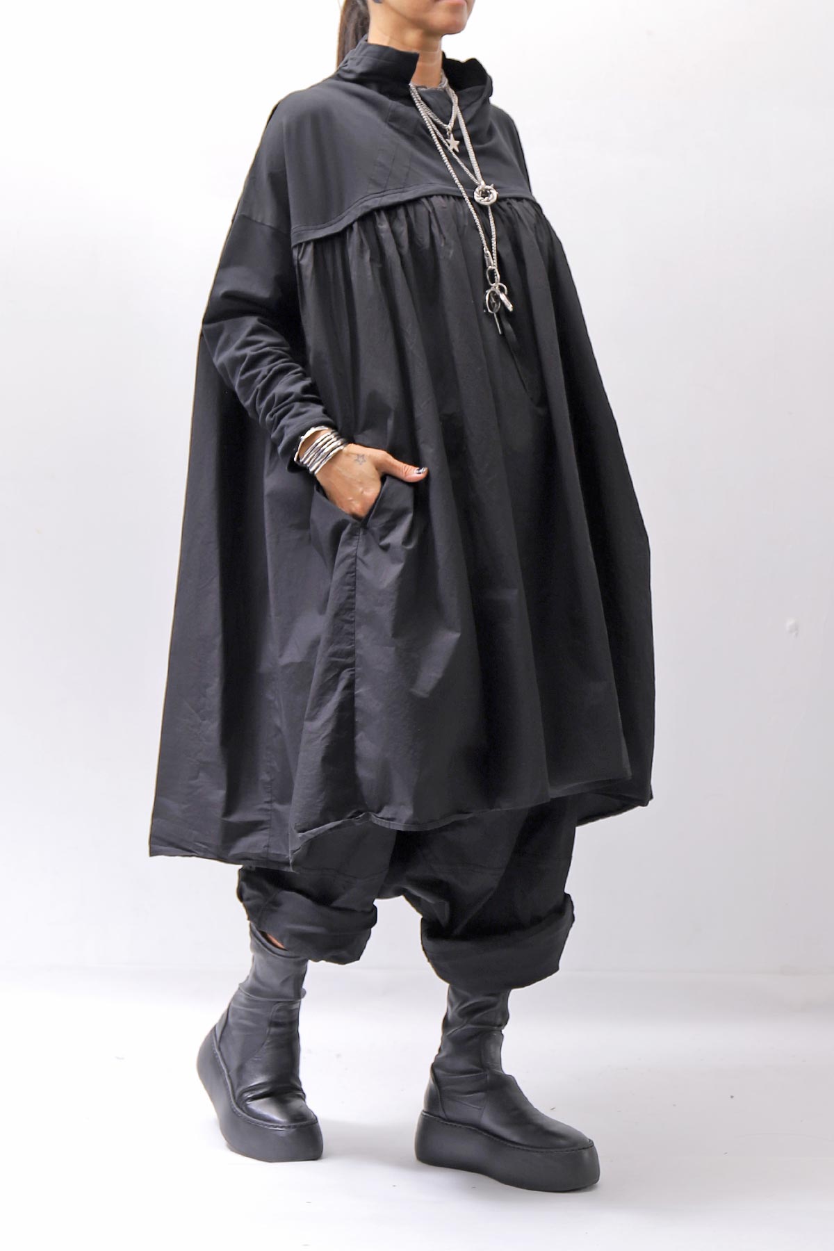 【RUNDHOLZ】 COTTON TUNIC DRESS_BLACK