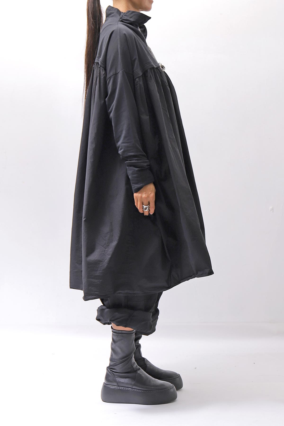 【RUNDHOLZ】 COTTON TUNIC DRESS_BLACK