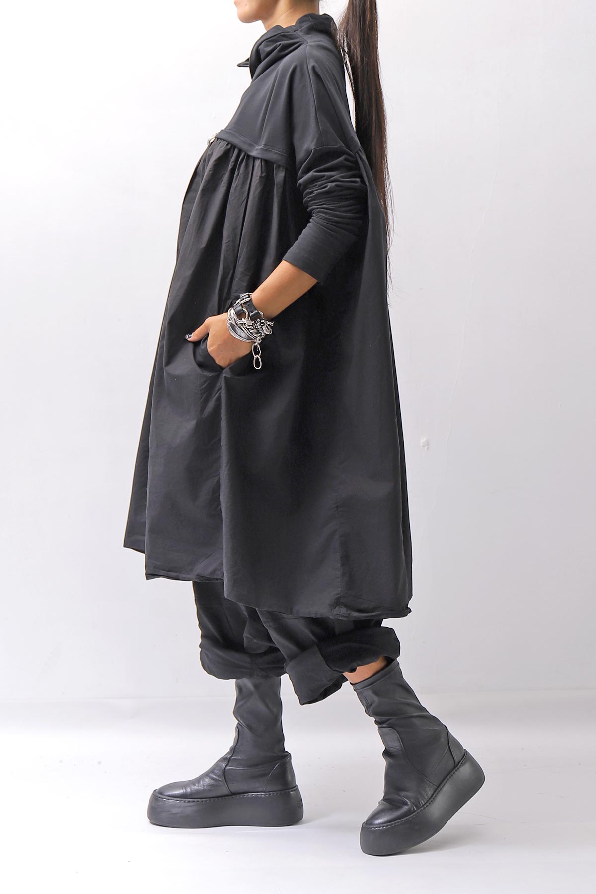 【RUNDHOLZ】 COTTON TUNIC DRESS_BLACK