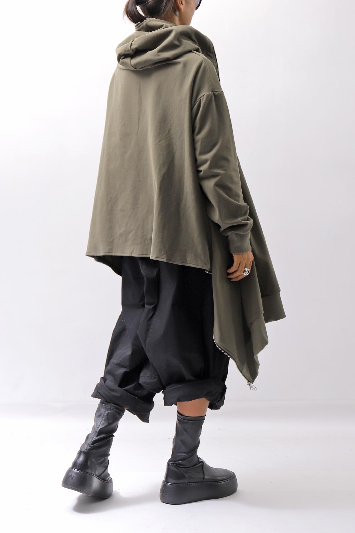【bajra】 UNISEX 2WAY SWEAT ZIP-UP CARDIGAN 160QK03_MILITARY
