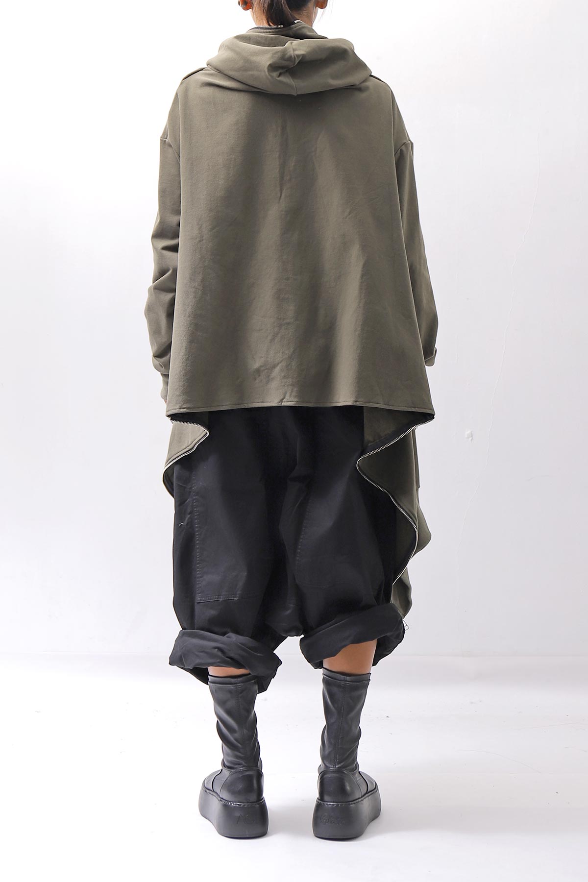 【bajra】 UNISEX 2WAY SWEAT ZIP-UP CARDIGAN 160QK03_MILITARY