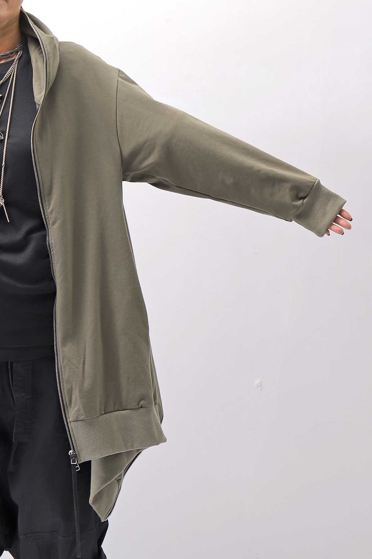【bajra】 UNISEX 2WAY SWEAT ZIP-UP CARDIGAN 160QK03_MILITARY