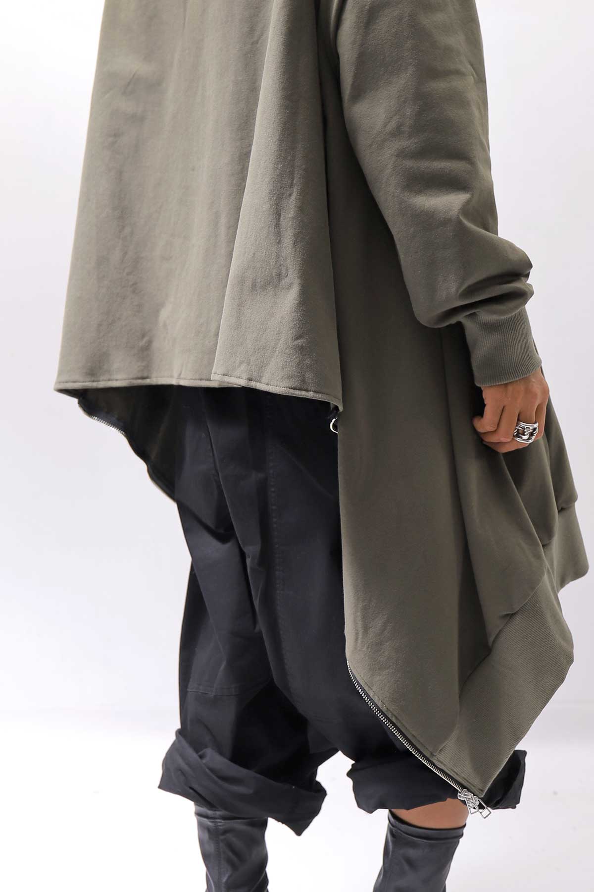 【bajra】 UNISEX 2WAY SWEAT ZIP-UP CARDIGAN 160QK03_MILITARY