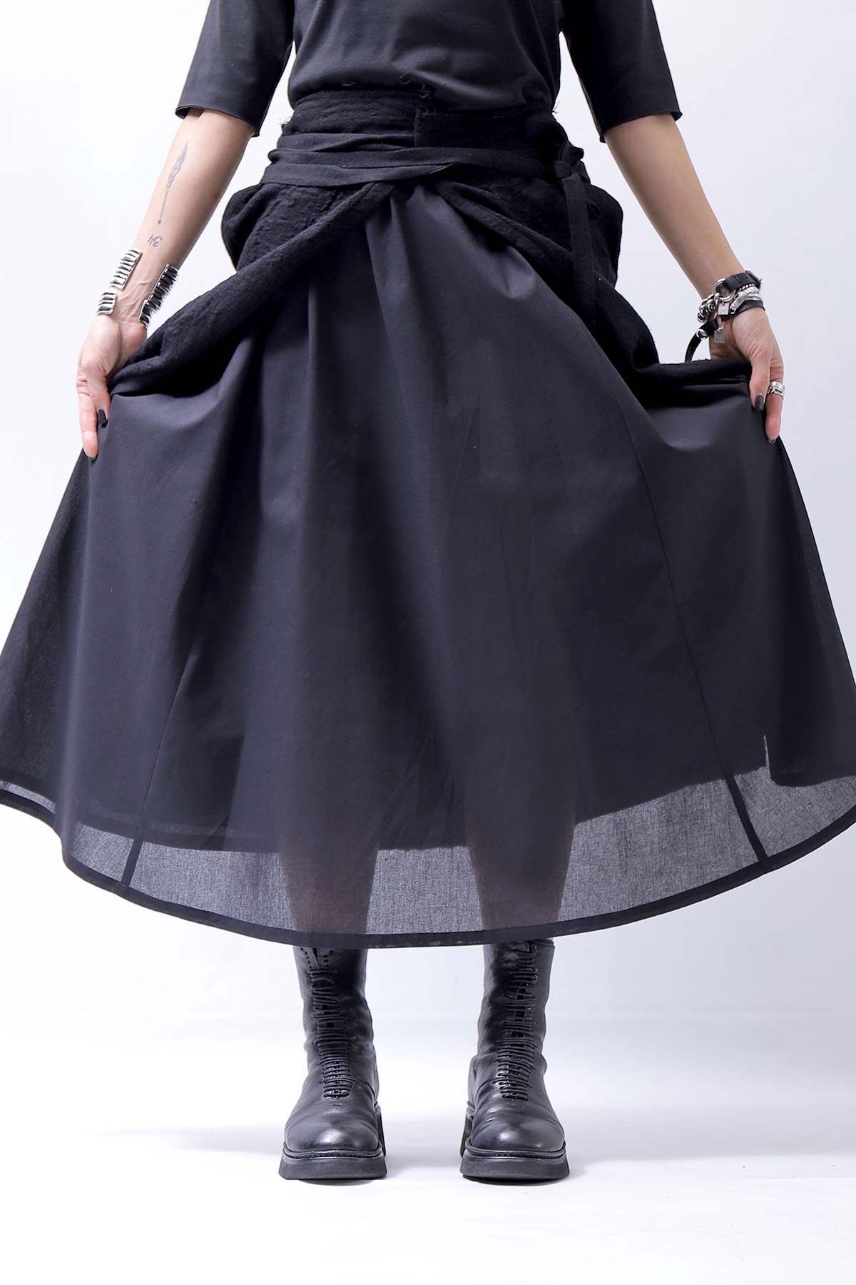 【NOSTRASANTISSIMA】 COVERED WRAP SKIRT SET G01_BLACK