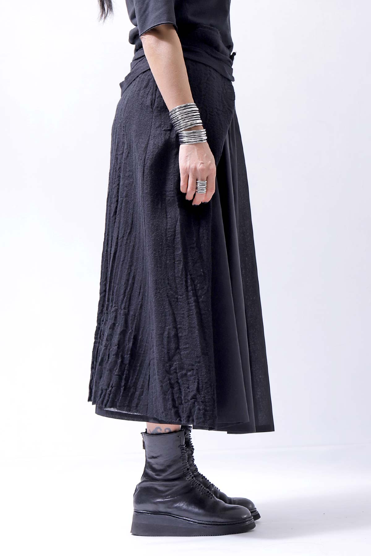 【NOSTRASANTISSIMA】 COVERED WRAP SKIRT SET G01_BLACK