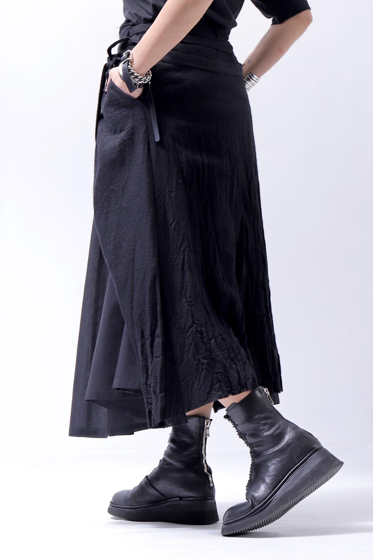 【NOSTRASANTISSIMA】 COVERED WRAP SKIRT SET G01_BLACK