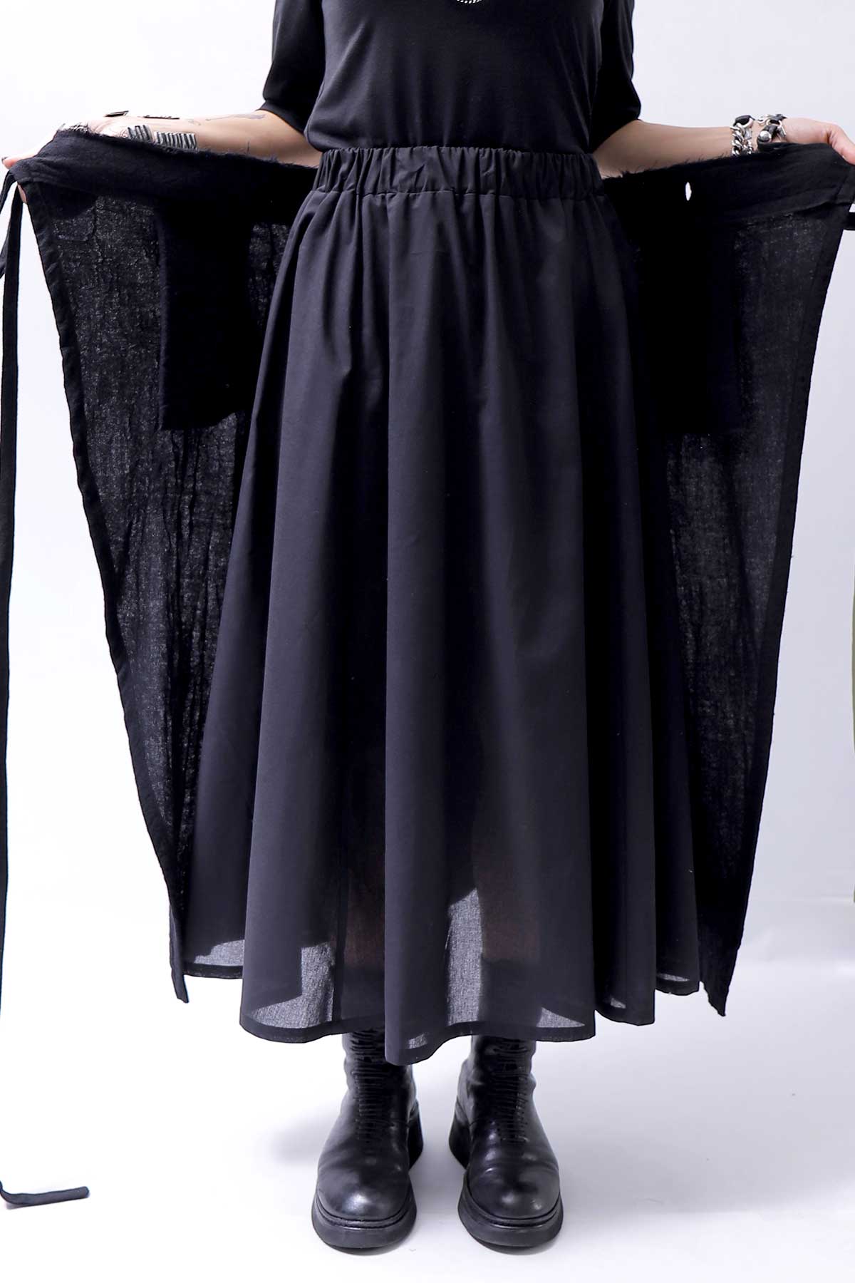 【NOSTRASANTISSIMA】 COVERED WRAP SKIRT SET G01_BLACK