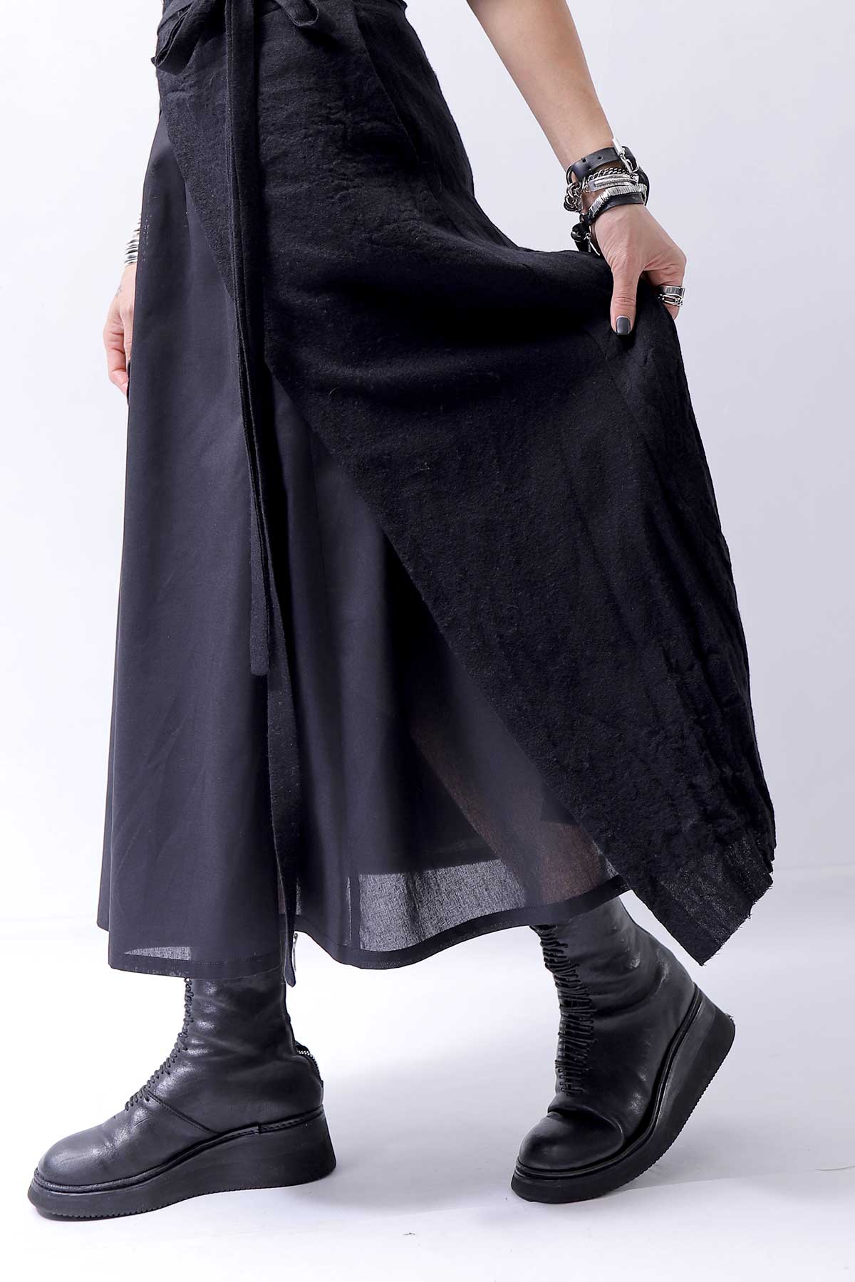 【NOSTRASANTISSIMA】 COVERED WRAP SKIRT SET G01_BLACK