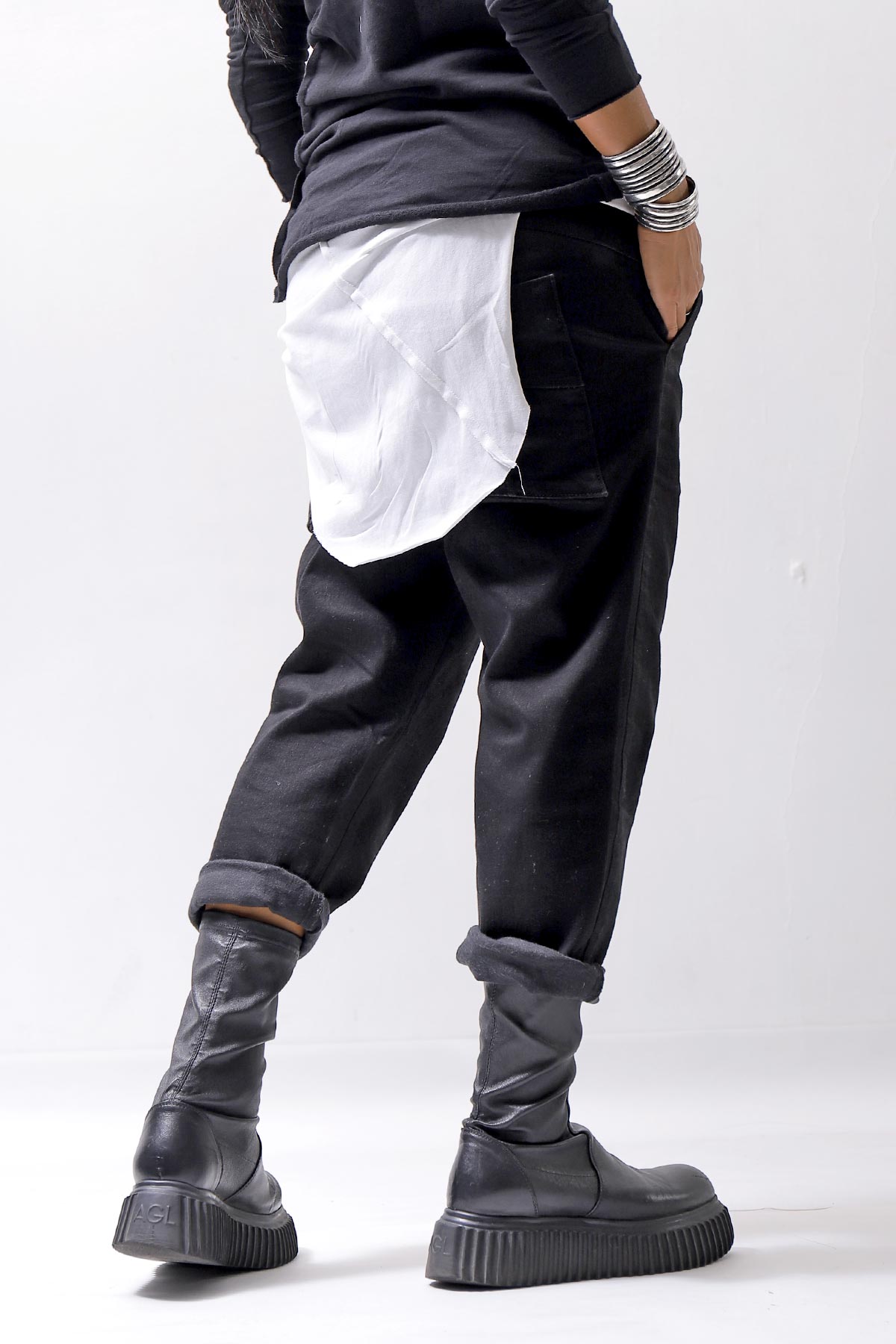 【thom/krom】 UNISEX SIDE COATING EASY DENIM PANTS MT87_BLACK COATED