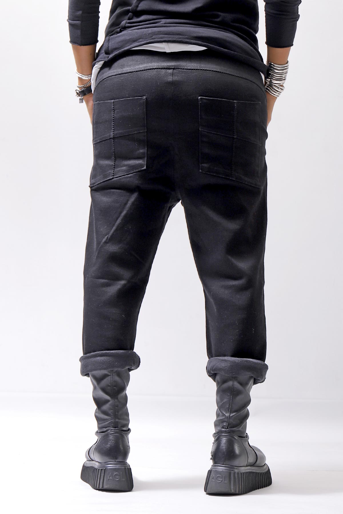 【thom/krom】 UNISEX SIDE COATING EASY DENIM PANTS MT87_BLACK COATED