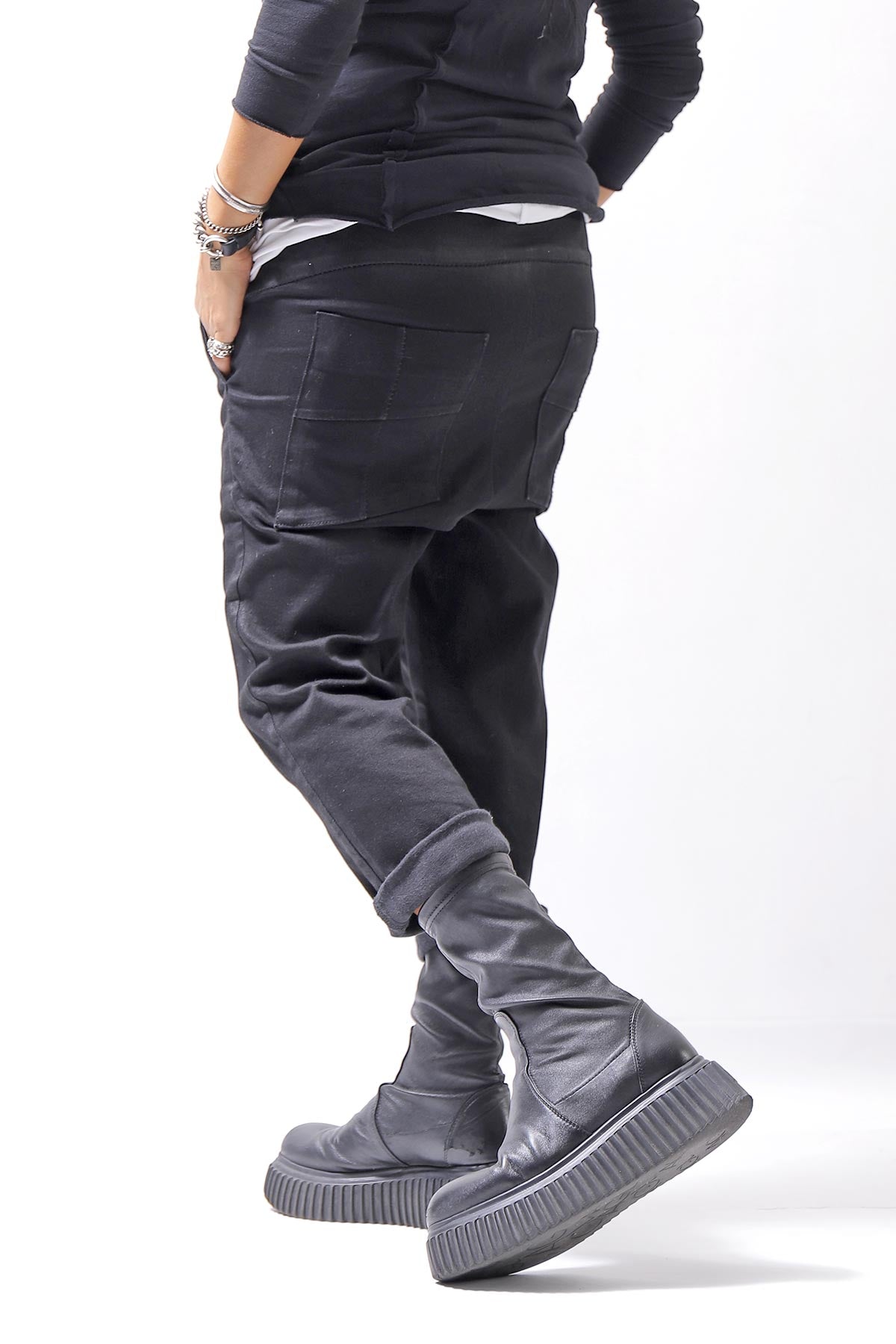 【thom/krom】 UNISEX SIDE COATING EASY DENIM PANTS MT87_BLACK COATED