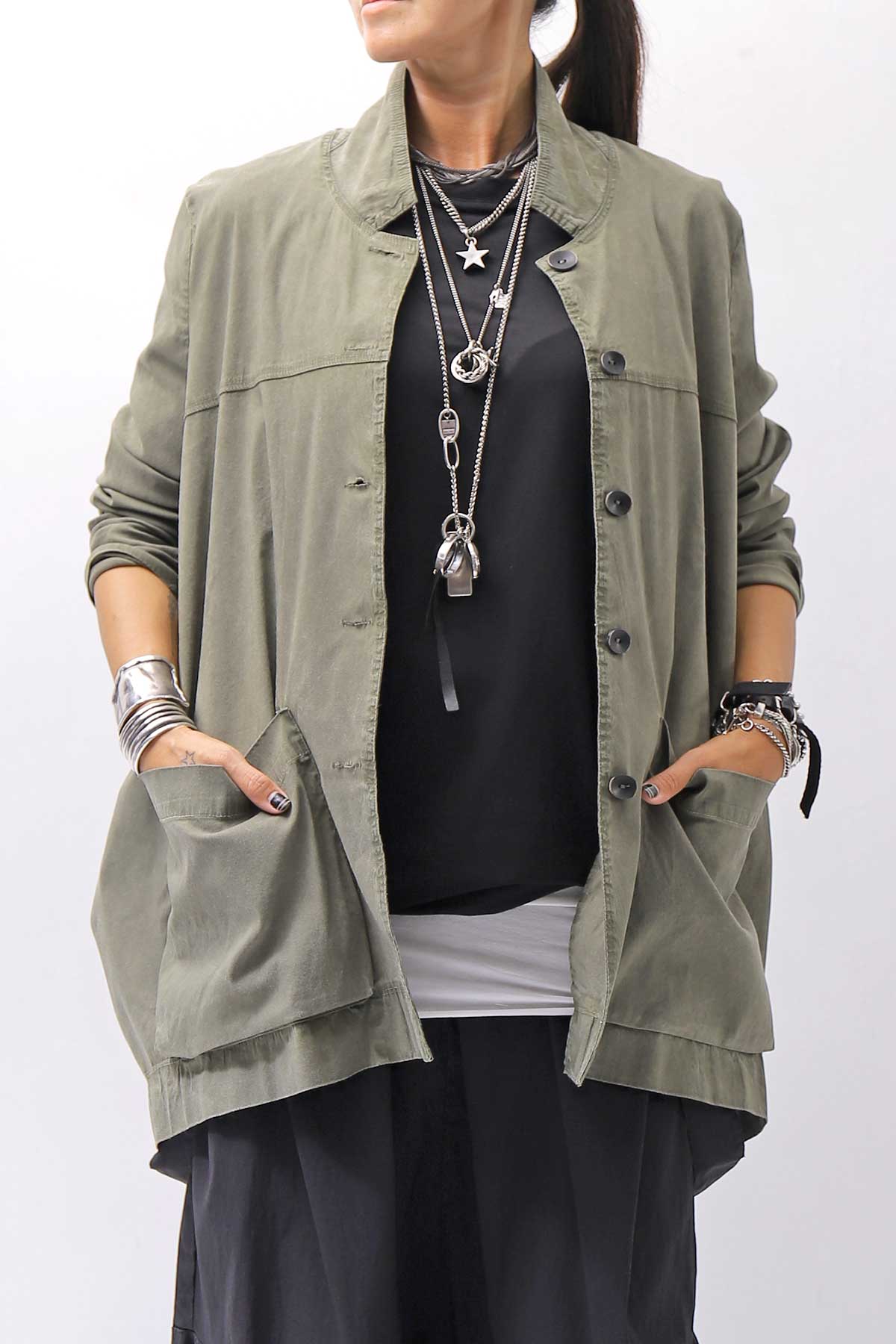 【Primordial is Primitive】 UNISEX STRETCH SHIRT BLOUSON 2026AL_MILITARY