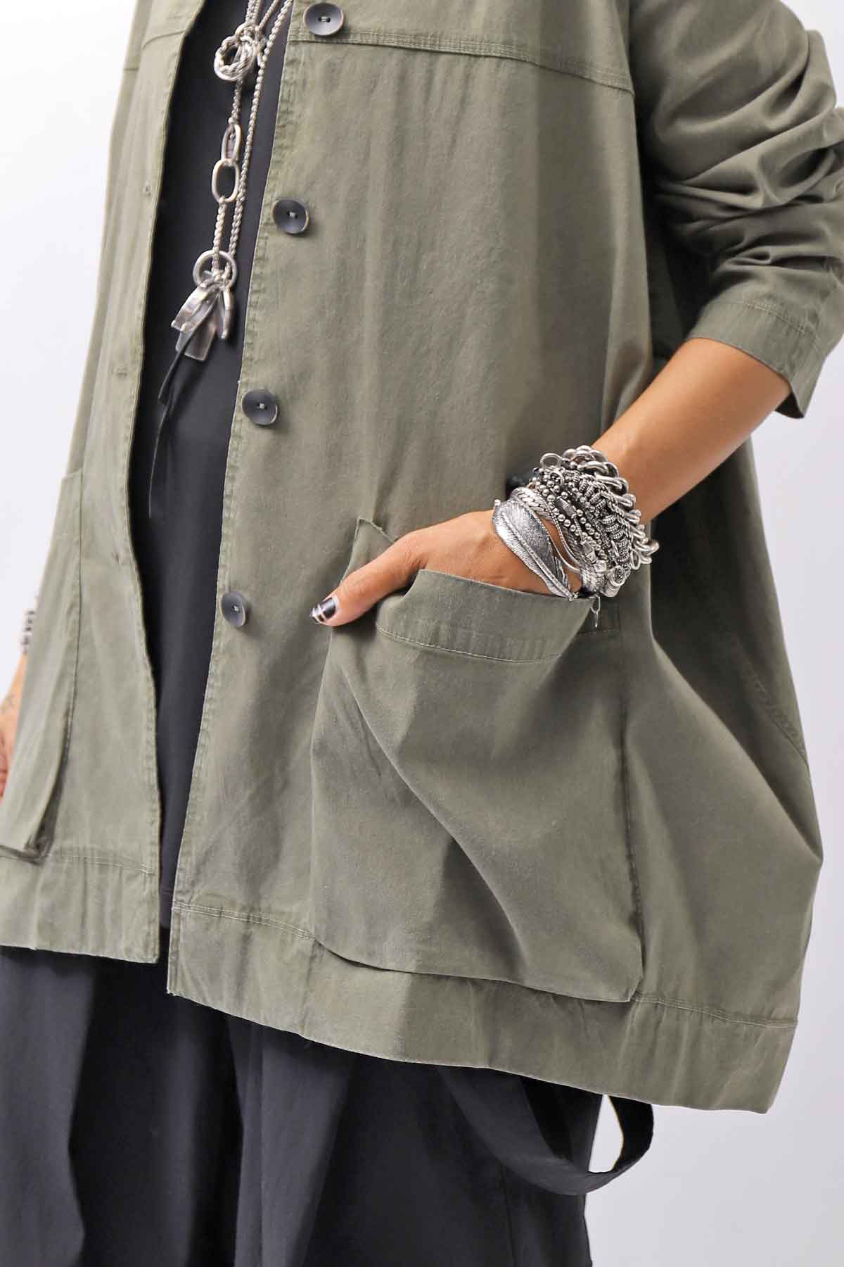 【Primordial is Primitive】 UNISEX STRETCH SHIRT BLOUSON 2026AL_MILITARY