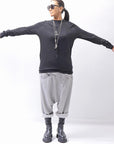 【thom/krom】 UNISEX COTTON MODAL PAINT LINE LONG SLEEVE TOP MTS907_BLACK