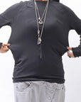 【thom/krom】 UNISEX COTTON MODAL PAINT LINE LONG SLEEVE TOP MTS907_BLACK