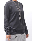 【thom/krom】 UNISEX COTTON MODAL PAINT LINE LONG SLEEVE TOP MTS907_BLACK