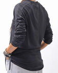 【thom/krom】 UNISEX COTTON MODAL PAINT LINE LONG SLEEVE TOP MTS907_BLACK
