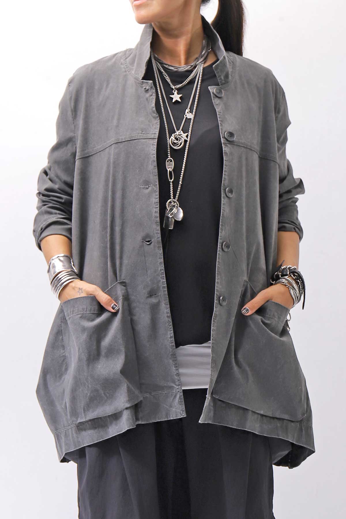 【Primordial is Primitive】 UNISEX STRETCH SHIRT BLOUSON 2026AL_GREY WASH