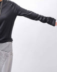 【thom/krom】 UNISEX COTTON MODAL PAINT LINE LONG SLEEVE TOP MTS907_BLACK