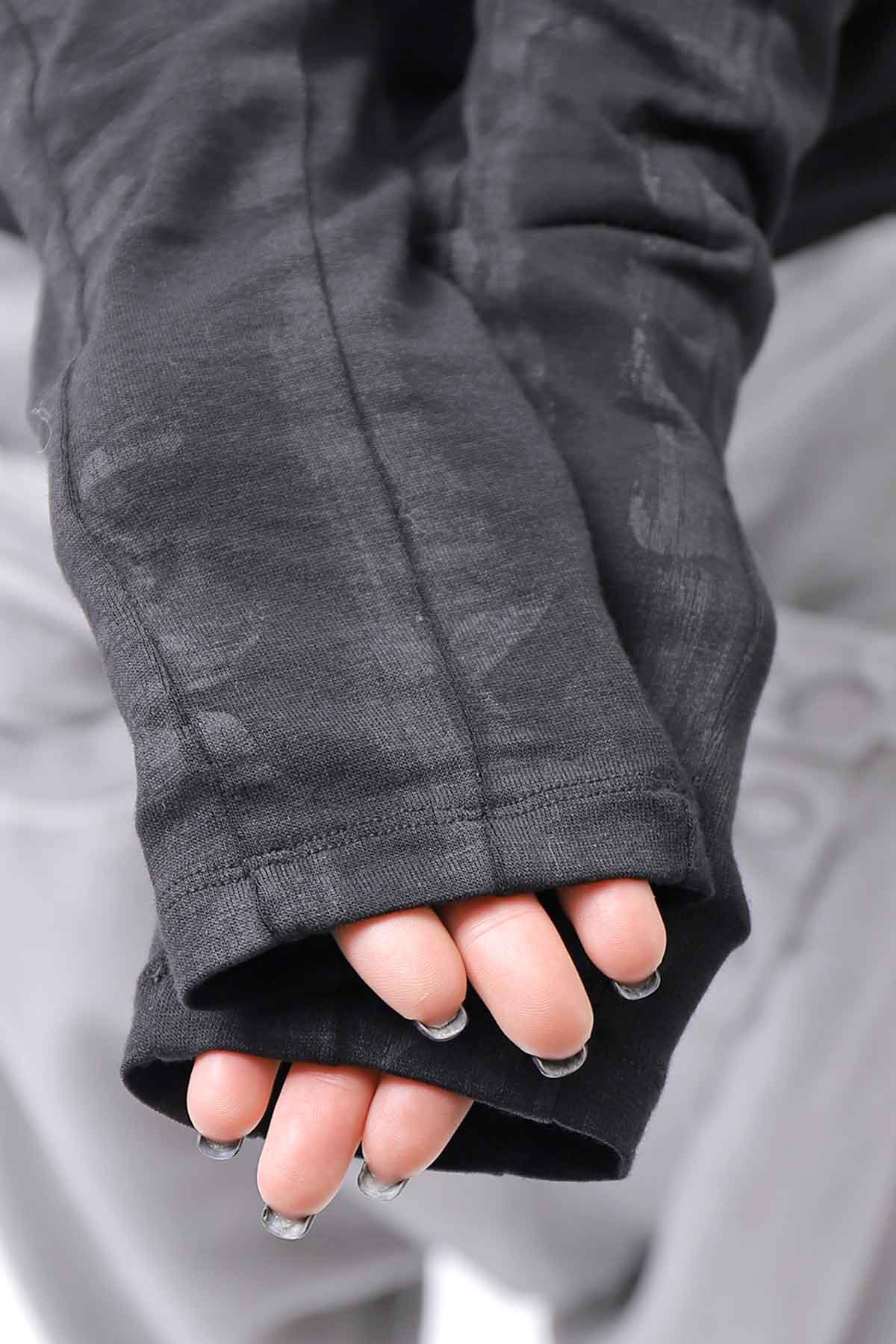 【thom/krom】 UNISEX COTTON MODAL PAINT LINE LONG SLEEVE TOP MTS907_BLACK