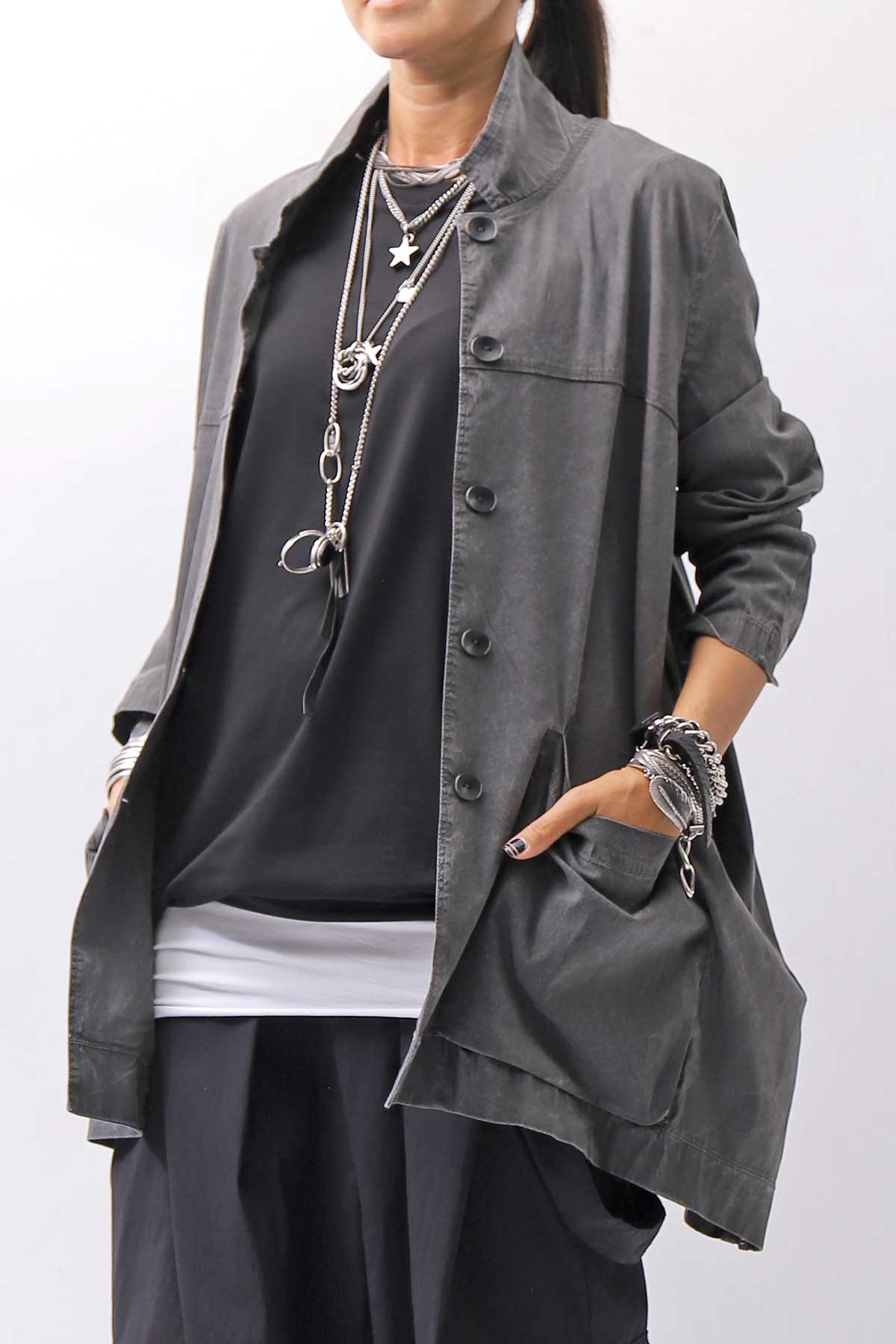 【Primordial is Primitive】 UNISEX STRETCH SHIRT BLOUSON 2026AL_GREY WASH